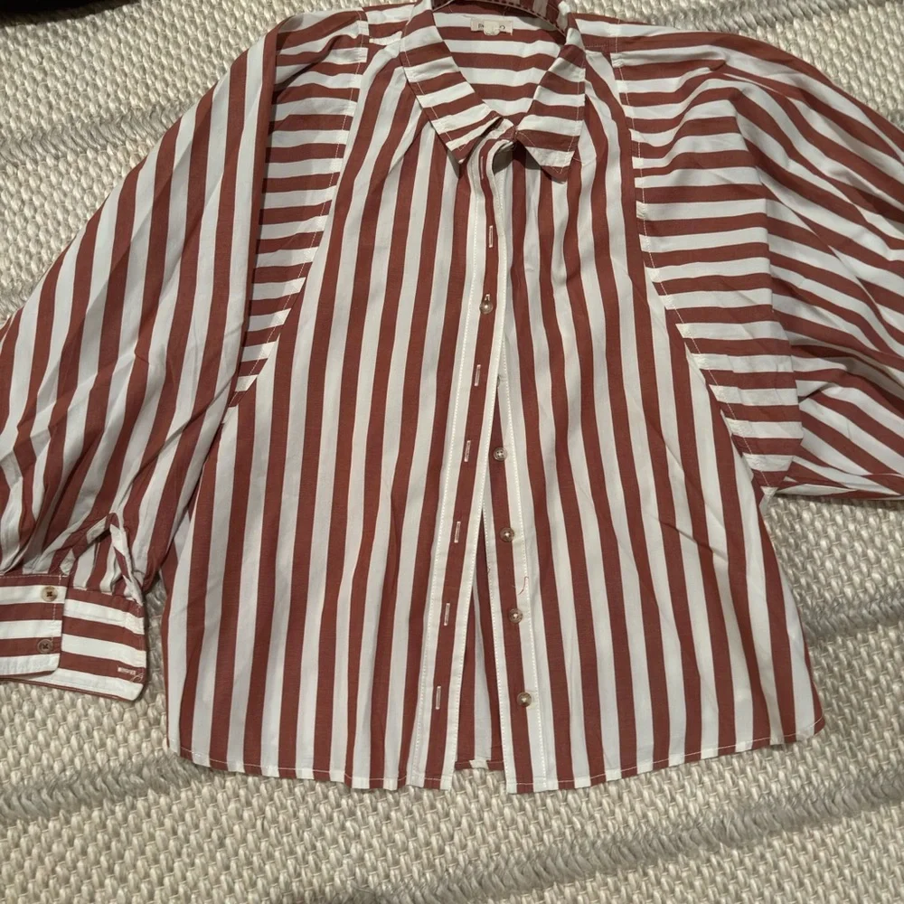 Pilcro Bailey Red and White Striped Shirt - Picture 8 of 9